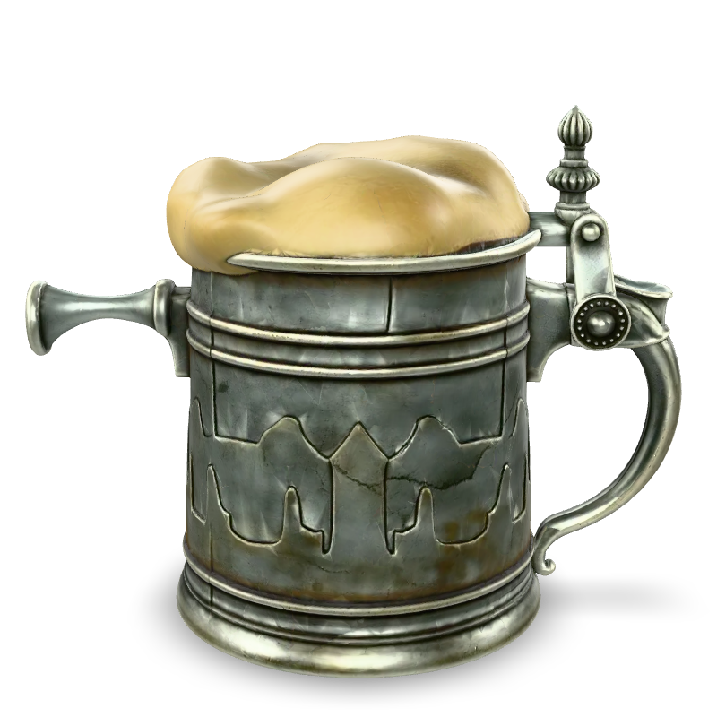 Pewter beer tankard with foam